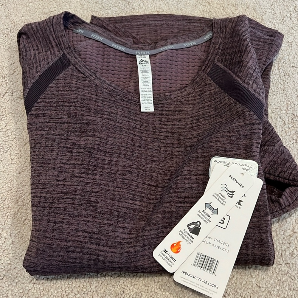 RBX Performance Thermal Fleece. New with tags. Size Small. Color plum/purple.